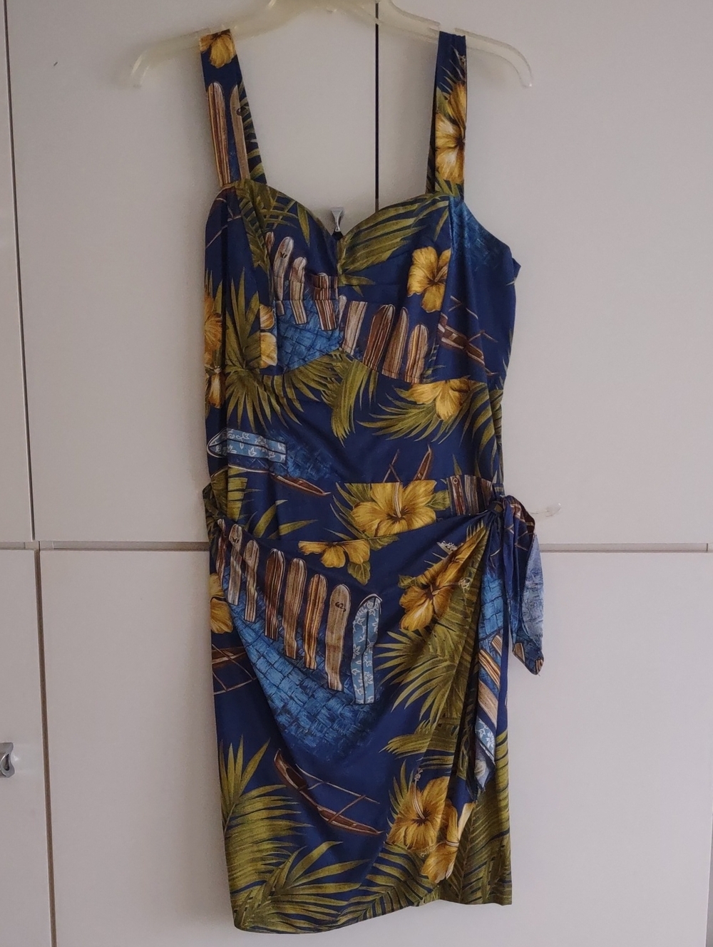 Diamond Head Tropical Navy & Yellow Floral Sundress with Tie Waist